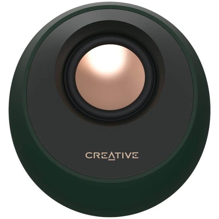 Boxe Creative Pebble Pebble Pro 2.0, 30W RMS, USB-C/PD, Bluetooth 5.3, Iluminare RGB, AUX-in casti si microfon, Alpine Green