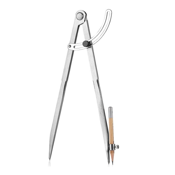 Compas profesional pentru lemnarie Yakumuz, 12 inch, suport creion, ajustabil, argintiu