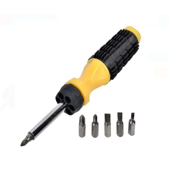 OneLash cserélhető hegyű csavarhúzó, 6 az 1-ben, 19 cm