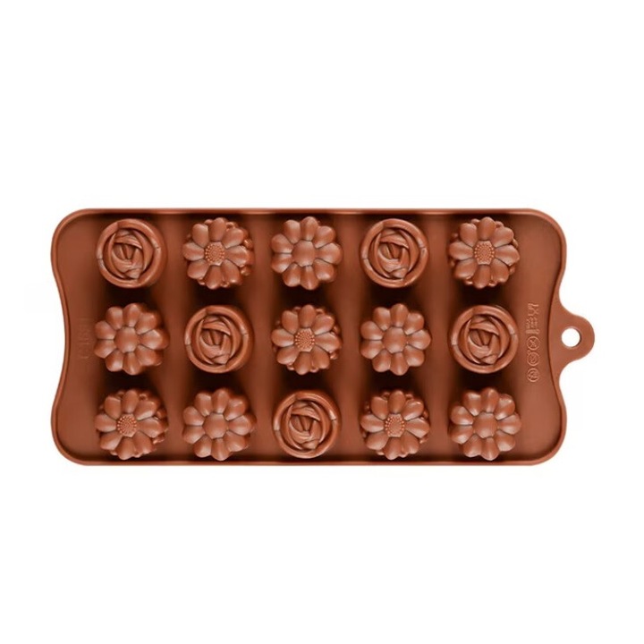 Forma din Silicon pentru Ciocolata de Casa, Jeleuri, Bomboane sau Cuburi de Gheata, DAVIDAMI CONCEPT®, model Floare, dimensiune 21 x 10 cm