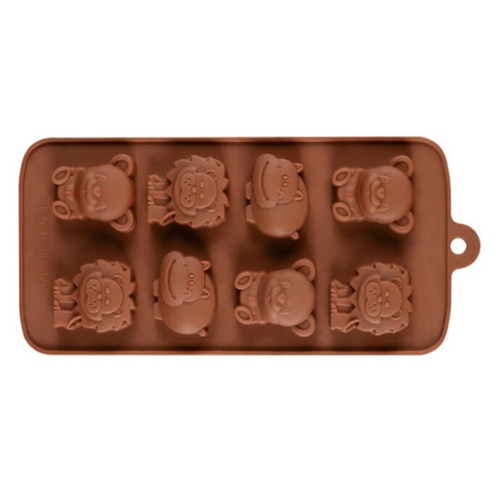 Forma din Silicon pentru Ciocolata de Casa, Jeleuri, Bomboane sau Cuburi de Gheata, DAVIDAMI CONCEPT®, model Animale Zoo, dimensiune 21 x 10 cm