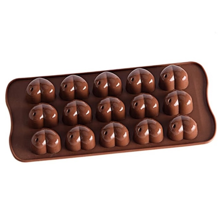 Forma din Silicon pentru Ciocolata de Casa, Jeleuri, Bomboane sau Cuburi de Gheata, DAVIDAMI CONCEPT®, model Inimioare, dimensiune 21 x 10 cm