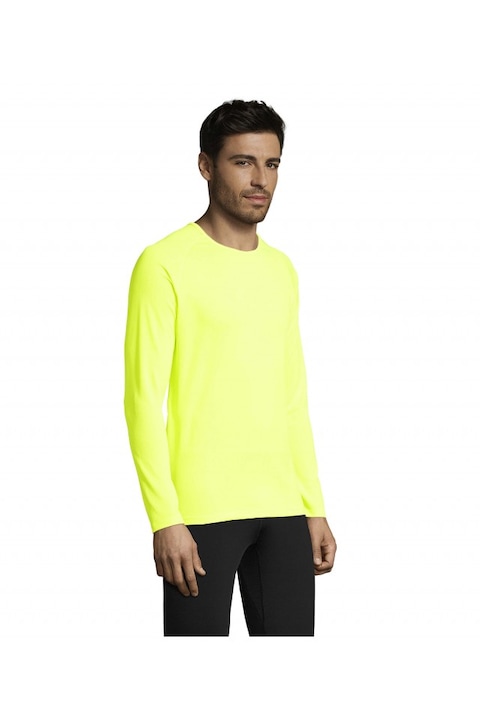 Férfi hosszú ujjú sportpóló Sol's Sporty LSL - SO02071, Neonsárga