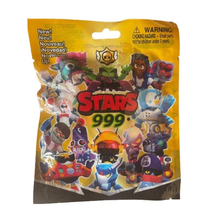 Комплект 5 плика Brawl Stars 999 Mystery Box, фигурка и карти изненада, 7 см