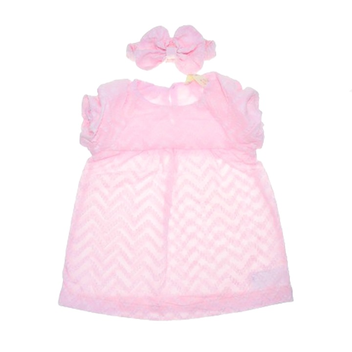 Комплект от 2 части рокля и лента за глава за момиче Mini Junior COMP-242064, Розово 74 СМ