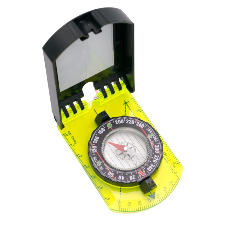 Busola Kartografica, Amont Decor Habitat, R0347, Lupa Si Oglinda Navigatie, Ideala Pentru Drumetii Camping Si Survival, Constructie Durabila Din Akryl, Include Etui Mikrofibra Si Ghid Supravietuire, Rezistenta La Apa, 18x6x2 cm, Transparent