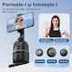 Set Gimbal Auto-Tracking AI cu Trepied, AZ Products®, Model PO3, Compatibil Telefon/DSLR/Action Cam, Bluetooth, Rotire 360°, Recunoastere Faciala, Control Gesturi, 2 Lumini LED de Umplere, Acumulator 1200 mAh, Autonomie 2–4h, Filet 1/4", Port USB-C