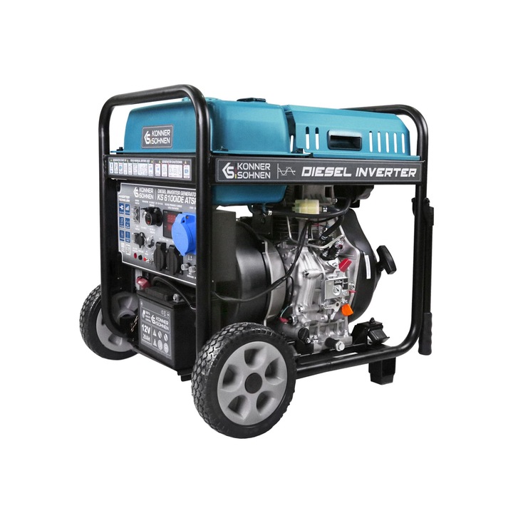 Generator diesel cu invertor Konner & Sohnen 5,5 kW KS 6100iDЕ ATSR, 230 V pornire manuala/electrica, monofazic, automatizare optionala, autonomie 19h, rezervor 18 l, motor KS 480iD