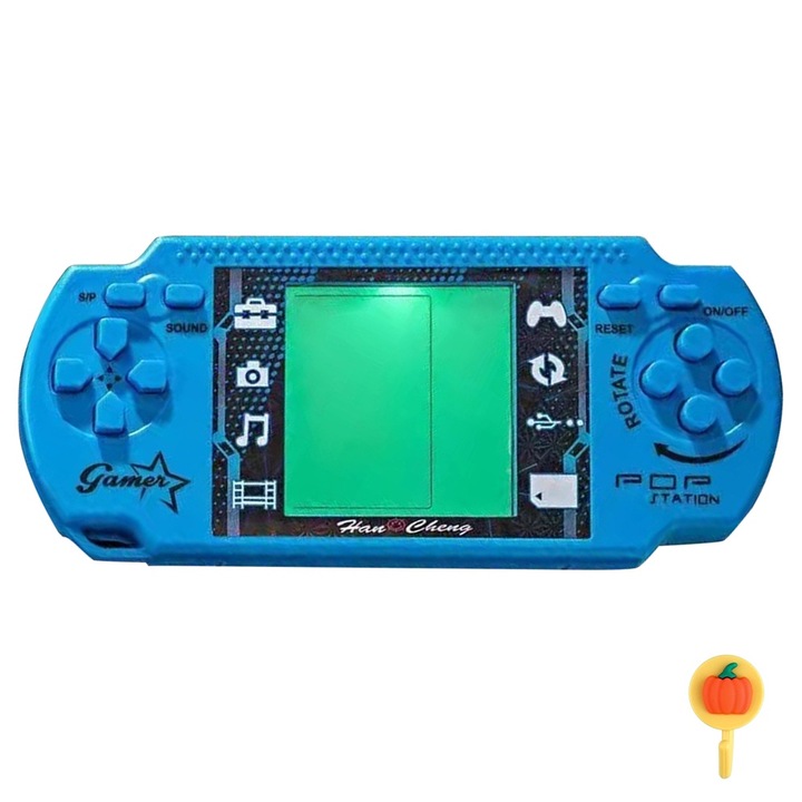Конзола за игра на тетрис, джобна, 17,5x7,5 см, екран с подсветка, 3,5 инча, синя