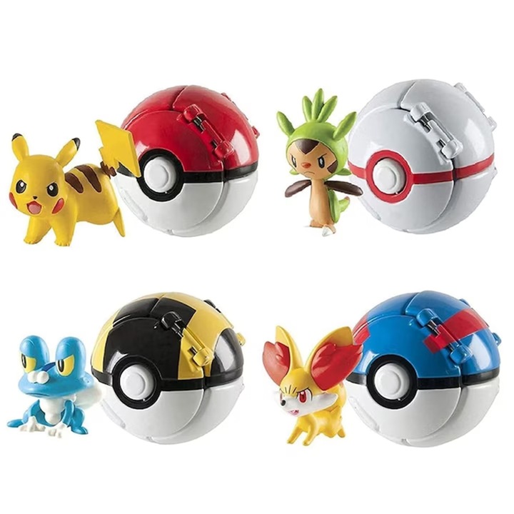Pokemon Rqiurpn játék golyók, 4 golyó babákkal, többszínű, 4 év