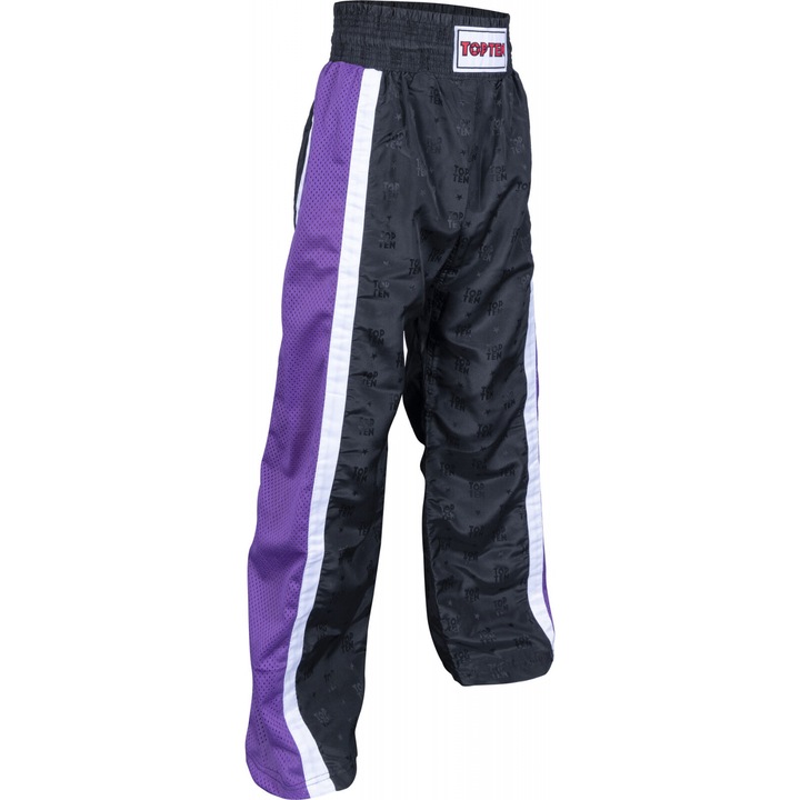 Pantaloni Kickboxing „Mesh”, Top Ten, Negru-Mov, Negru/Mov