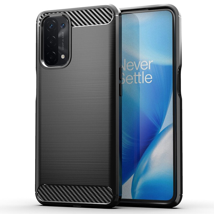 Калъф fixGuard Carbon Silicone за Oppo A54 5G / A74 5G / OnePlus Nord N200 5G - Black