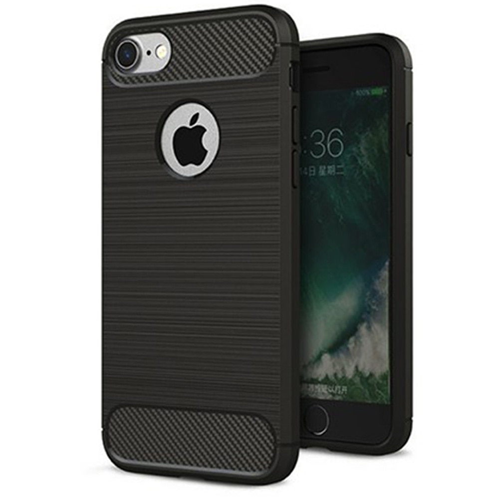 Husa protectie Mat-Tech compatibila cu iPhone 7 / 8 / SE 2020 / SE 2022, Textura Carbon, Finisaj Mat, Anti-Shock, Anti-Fingerprint, Rezistenta la impact, Negru