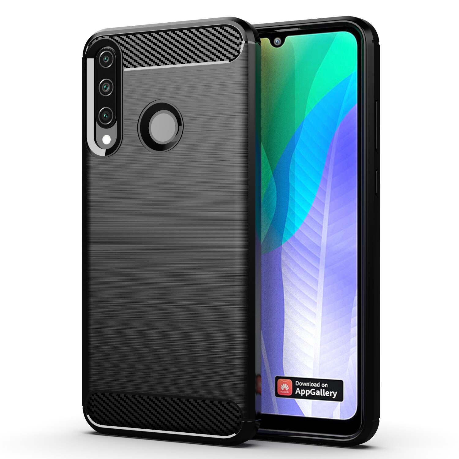 Husa pentru Huawei Y6p - Techsuit Carbon Silicon - Neagra, Smartphosis