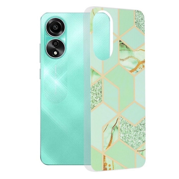 Калъф за Oppo A78 4G, Smartphosis Marble, Green Hex