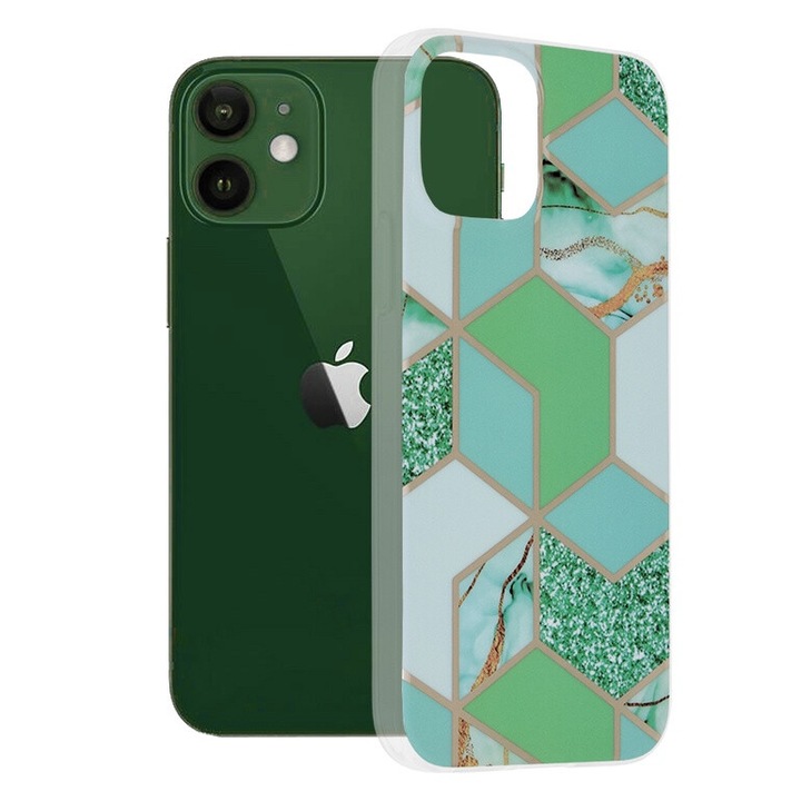 Калъф за iPhone 12 / 12 Pro, Smartphosis Marble, Green Hex