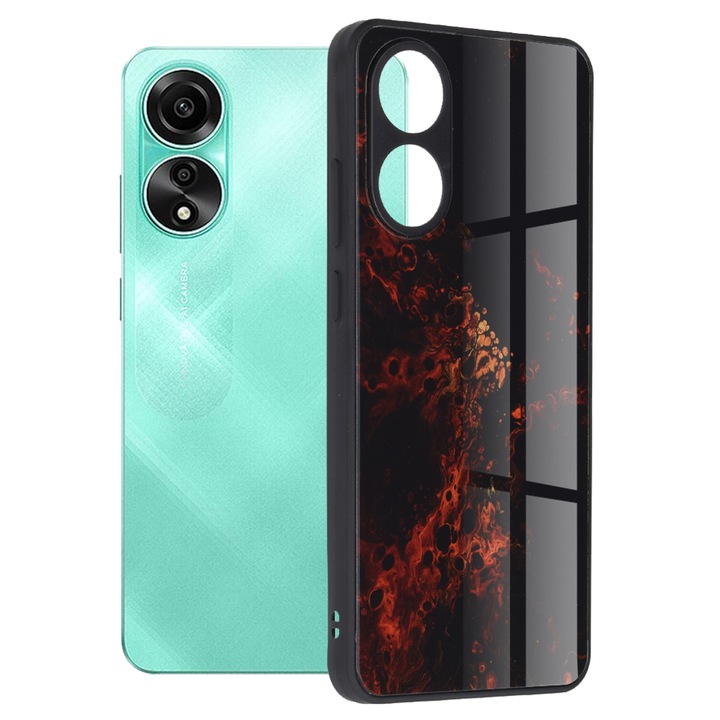 Калъф, съвместим с Oppo A78 4G, RAO Ultimate, Glaze Series, D9, Premium Lexgard, Crazy Red Nebula