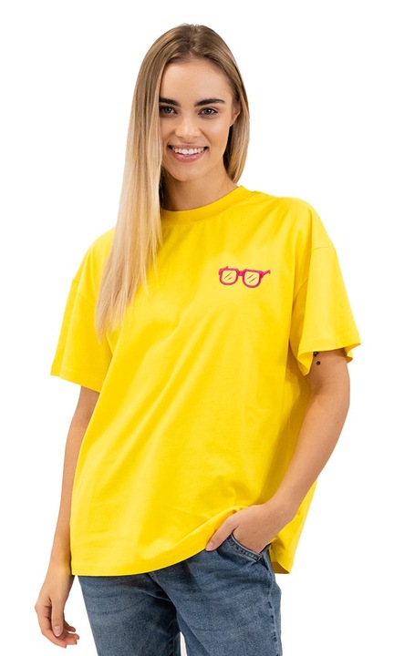 Дамска тениска, nerd hunters, овърсайз, Жълт