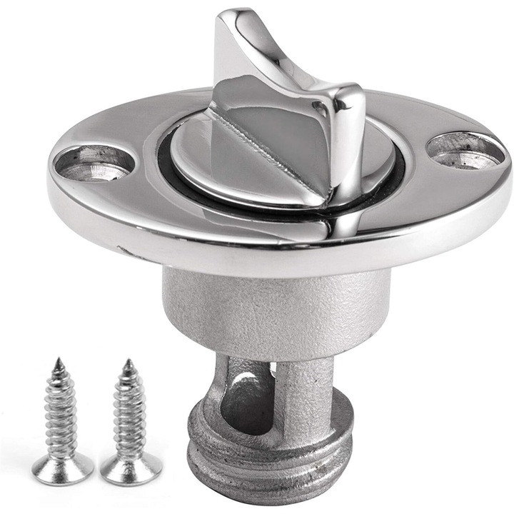Dop scurgere pentru barca, JENUOS®, Include 2 suruburi, Potrivit pentru orificii de drenaj de 1 inch, previne coroziunea si ruginirea, Argintiu