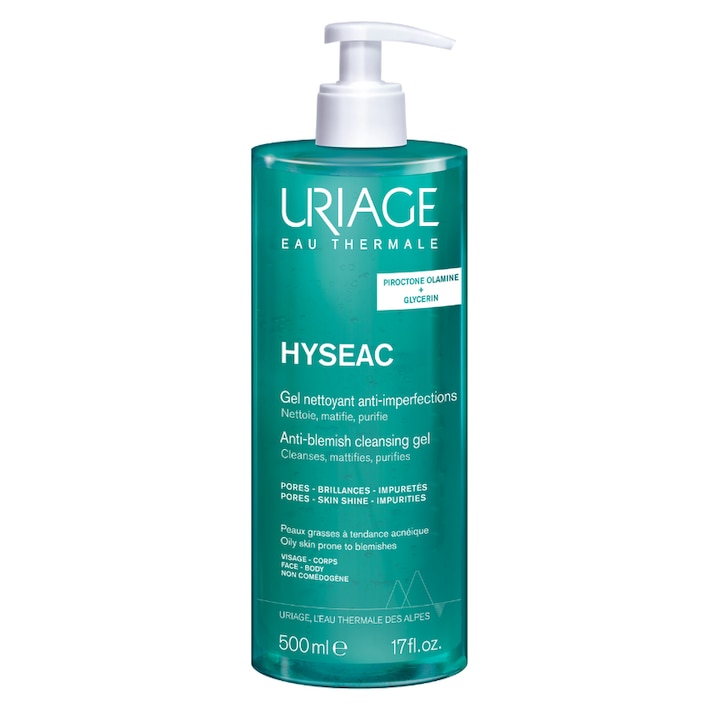 Почистващ гел Uriage Hyseac против несъвършенства за мазна кожа, 500 мл