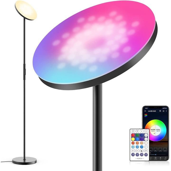 Lampa de podea RGB inteligenta, 120cm, cu control WiFi, dimabila, design modern