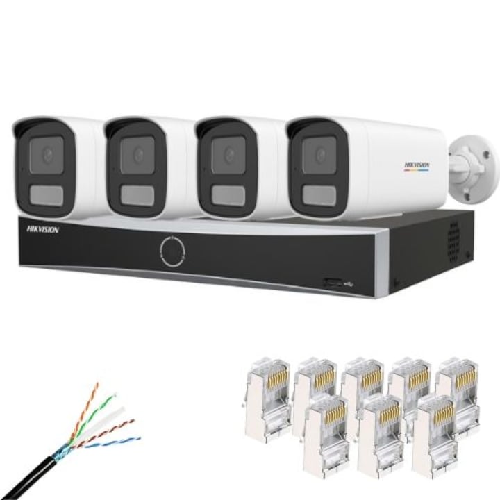 Sistem de supraveghere exterior POE Digital Winpossee 6036TC5-U, 5 Mpx, 4 x camere IP Bullet POE 5 MP, senzor PS5510 5MPX, IR 30m