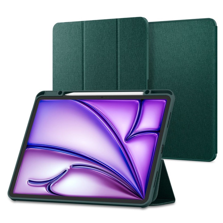 Husa pentru iPad Air 13 2024, ru iPad Air 13 - Spigen Urban Fit, W61, Nailon, Midnight Green