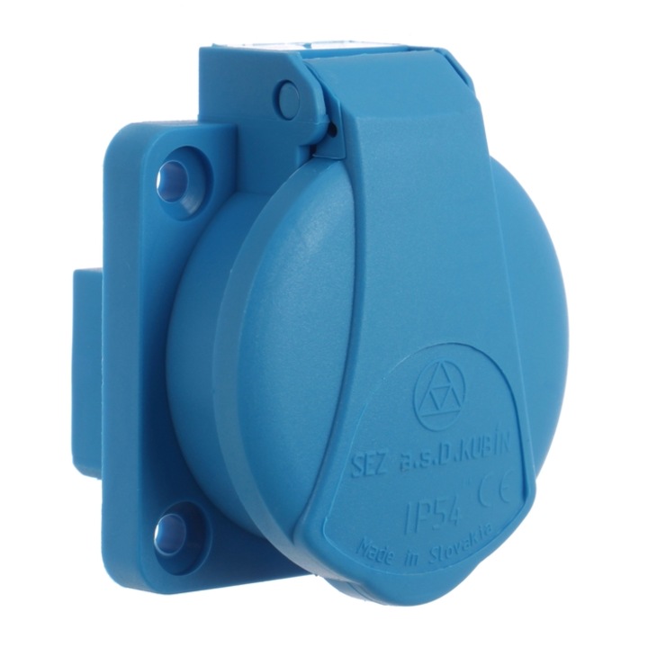 Priza industriala monofazica incastrata Sez 34-370, schuko, 2P, 16A, 230V, IP54