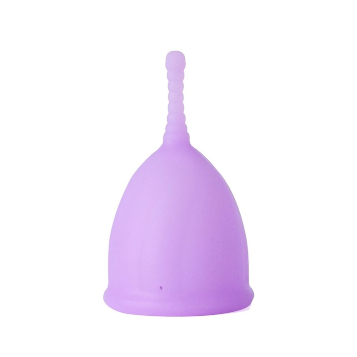 Cupa menstruala FEMIEKO din silicon medical, cu tehnologie saniconcentrate, reutilizabila, ecologica, capacitate 26ml, culoare mov, marimea S