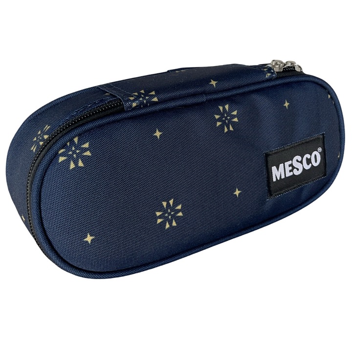 Mesco textil tolltartó, 1 cipzáras, 2 rekeszes és 2 füles, sötétkék, 20x10x5 cm