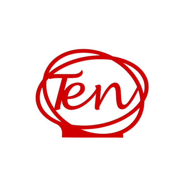 Esküvői asztaldísz, "TEN", rendezvényterem, 163 X 202 mm piros