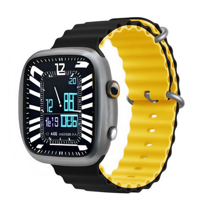 Devia deluxe sport6 pótszíj, egyedi méret, kicsi, szilikon, állítható, hullám, fekete/citromsárga, kompatibilis: Apple Watch Series 10 42mm / Watch Series 5 40mm / Watch Series 4 40mm
