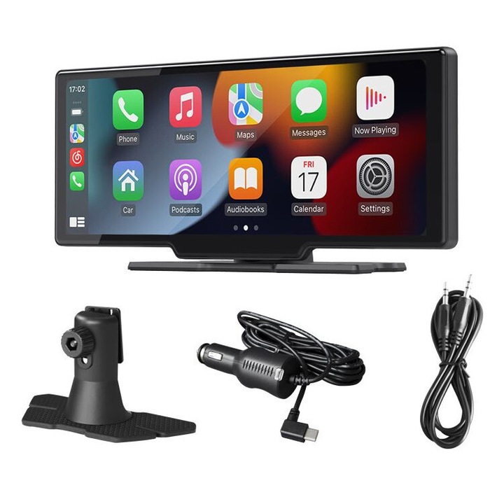 Autós multimédia lejátszó, AutoREY, CarPlay és Android Auto vezeték nélküli kompatibilitás, Wi-Fi csatlakozás, 12 V, 10,26 hüvelykes kijelző