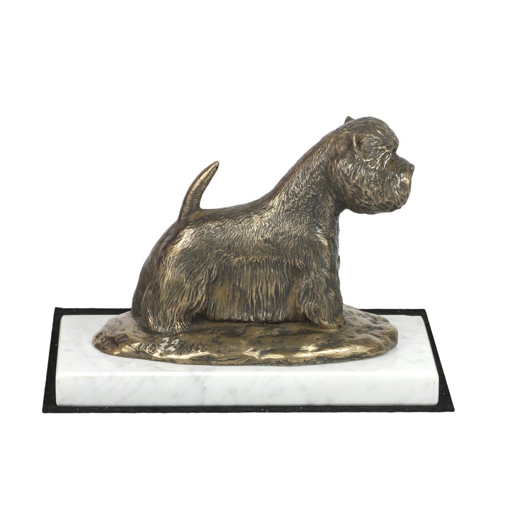 Статуетка на West Highland White Terrier, Art-Dog, върху бял мраморен цокъл, сплав от бронз/смола