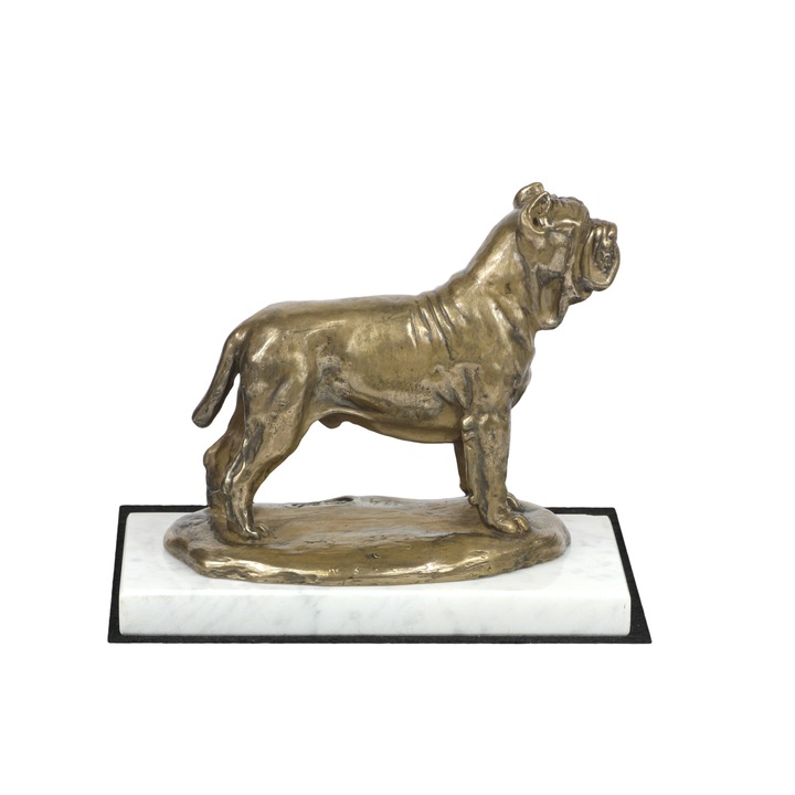 Kutya szobrocska, Art-Dog, Mastino Neapolitan, fehér márvány alapon, arany