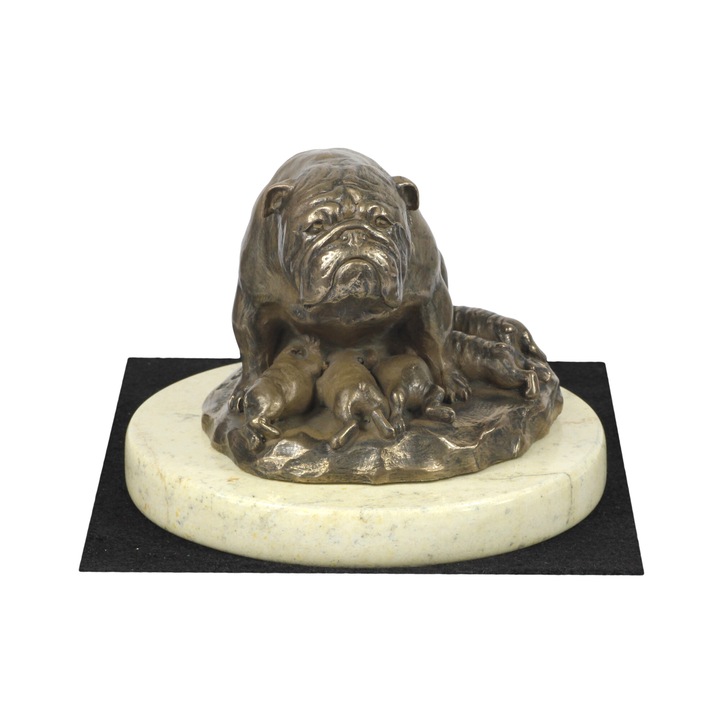 Bulldog II figura, Art-Dog, hidegen öntött bronz, 10x15cm, finom kő alap