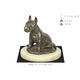 Bull Terrier kutya figura, Art-Dog, hidegen öntött bronz, 15x20cm, bézs kő talp