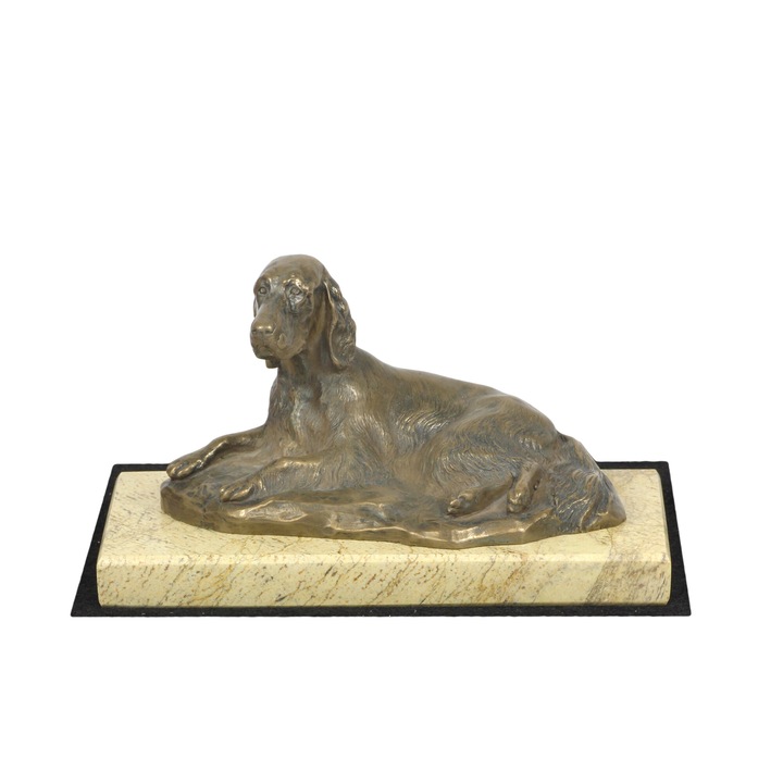 Statue caine English Setter, Art-Dog, bronz, 11.5x19.5cm, baza din piatra
