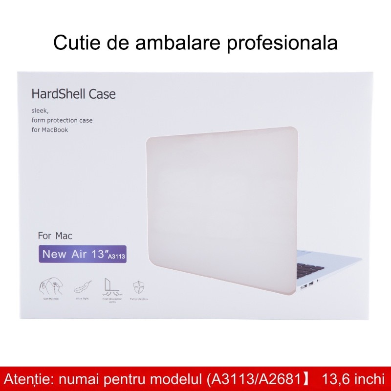Carcasa pentru MacBook Air 13.6 inch 2022-2024, Modele aplicabile A3113/A2681, Negru mat