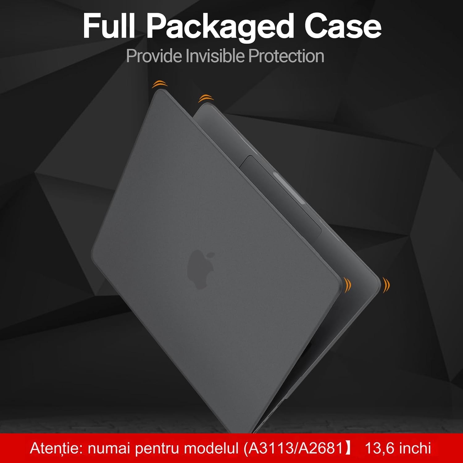 Carcasa pentru MacBook Air 13.6 inch 2022-2024, Modele aplicabile A3113/A2681, Negru mat