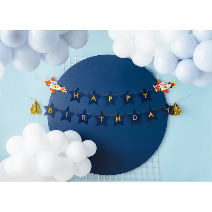 Banner Happy Birthday Tematica Avioane PartyDeco