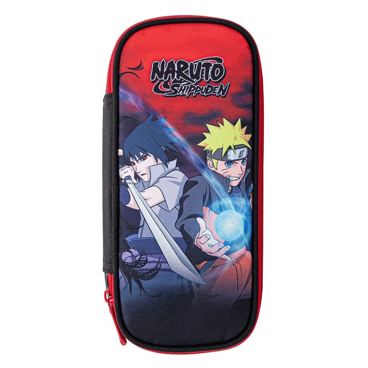 Ovális fekete tolltartó, Naruto, 24 x 6 x 11 cm, Gim