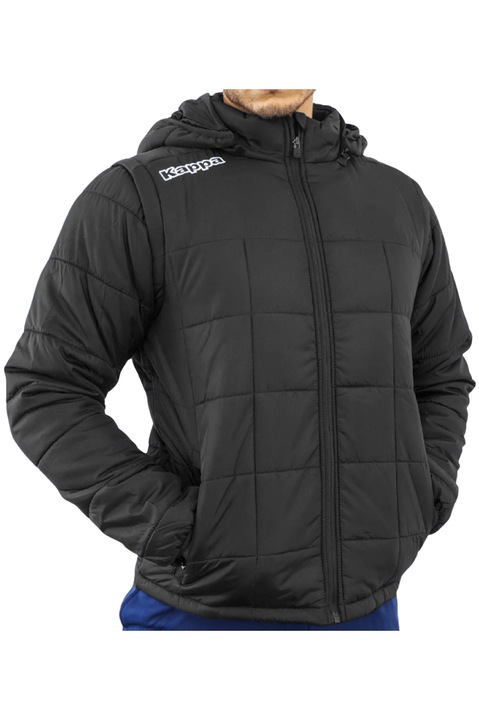 Geaca versatila cu gluga / maneci detasabile 2 in 1 facuta din material folosind tehnologia Water Protection, Kappa, Kappa4Soccer Waples, Negru