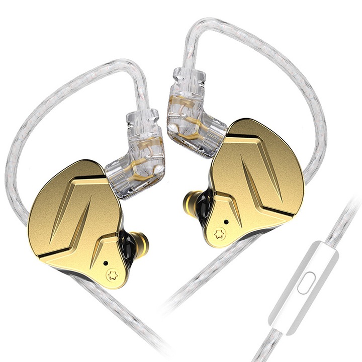 KZ ZSN Pro X fejhallgató, 1BA+1DD hibrid technológia, HIFI basszus, monitor, sport, zajszűrő, HD mikrofon, arany