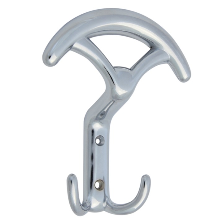 Cuier mobila cu 3 agatatoare, zamac, cromat lucios, pentru baie, dormitor, hol, prindere pe mobila / perete, 494.38.22