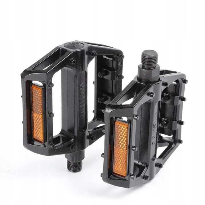 Set 2 pedale pentru bicicleta, Zola, din metal si plastic, banda reflectorizanta, 10x12x2.2 mm, negru