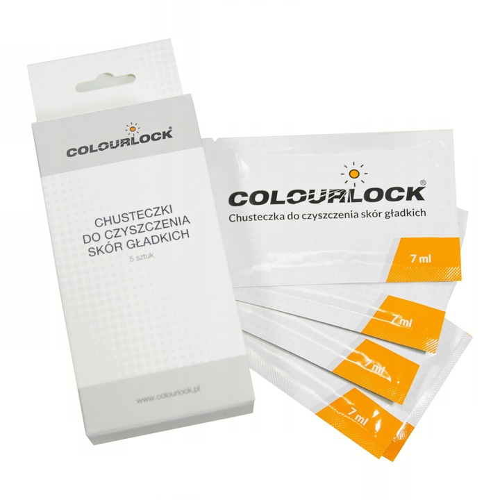Tisztítókendők, Colourlock, Kímélő bőrtisztító, Légmentesen záródó, Autóipari jóváhagyással, 5 darabos csomag