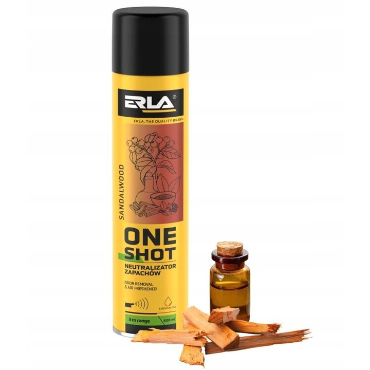 Légfrissítő, Erla, One Shot, Semlegesítő, Szagtalanító, Illóolajok, Űrtartalom 600 ml