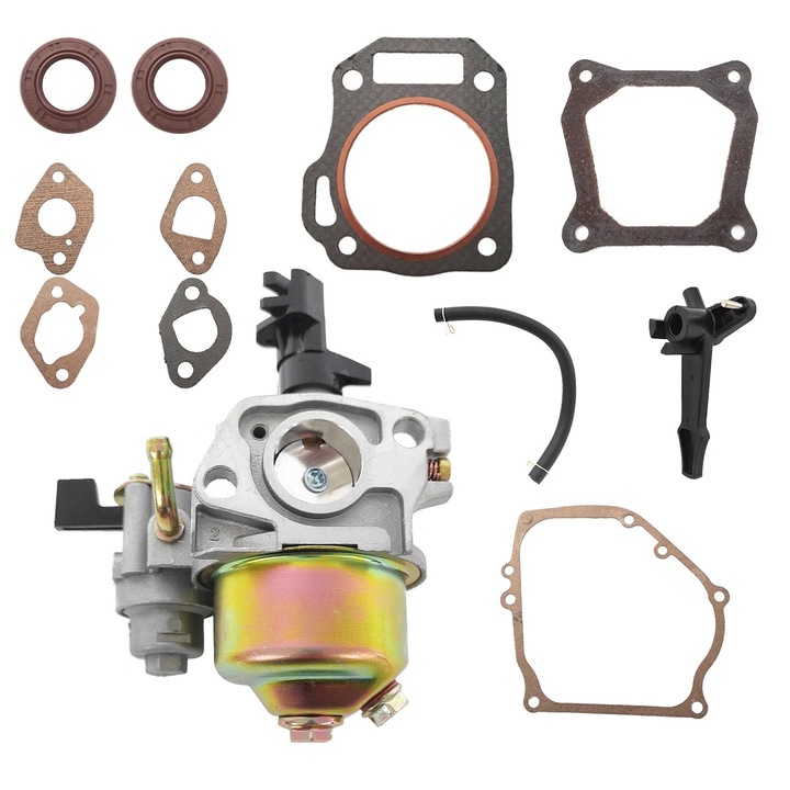 Carburator pentru motoare pe benzina 6.5, 7, 7.5 cp + set garnituri si semering, model cu pahar decantor