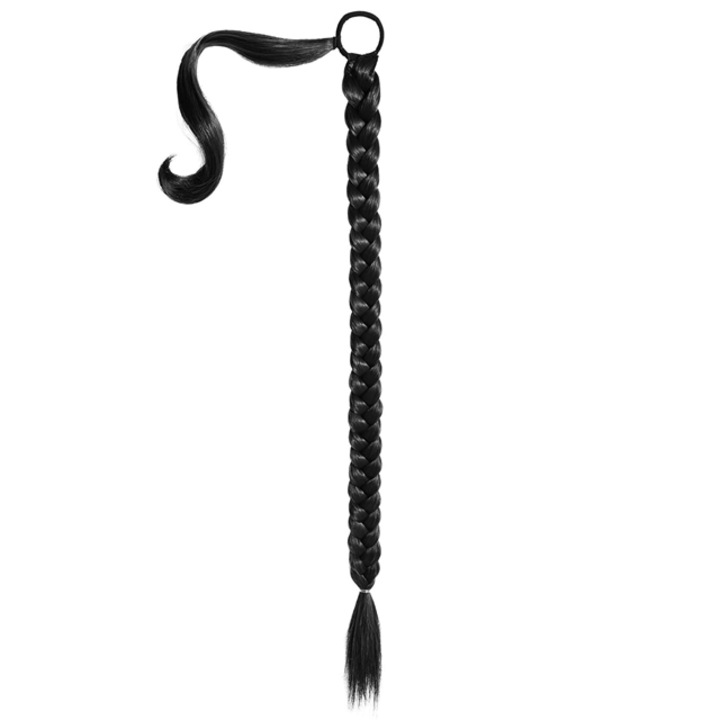Accesoriu pentru păr, Oskar Shop, Coadă pentru împletituri, Par sintetic, Negru, 70 cm
